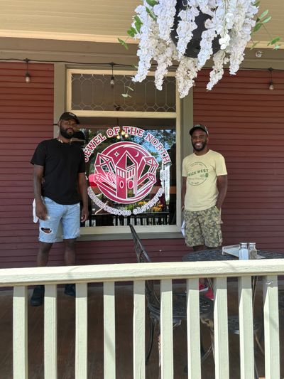 AJ Hansen on the left and Brooks Thomas on the right in front of Jewel of the North.  (Courtesy)