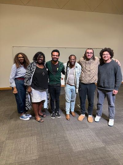 Left to right: Dr. Shari Clarke, Director of Student Success Equity & Belonging; Rhosetta Rhodes, Vice President for Student Life; Isaac Price, President of the Associated Students of Whitworth University; the Rev. Rasool Berry, Writer & Producer; Vernon Glass, BSU Member; and Andrew Lubbock, BSU President.  (Courtesy)