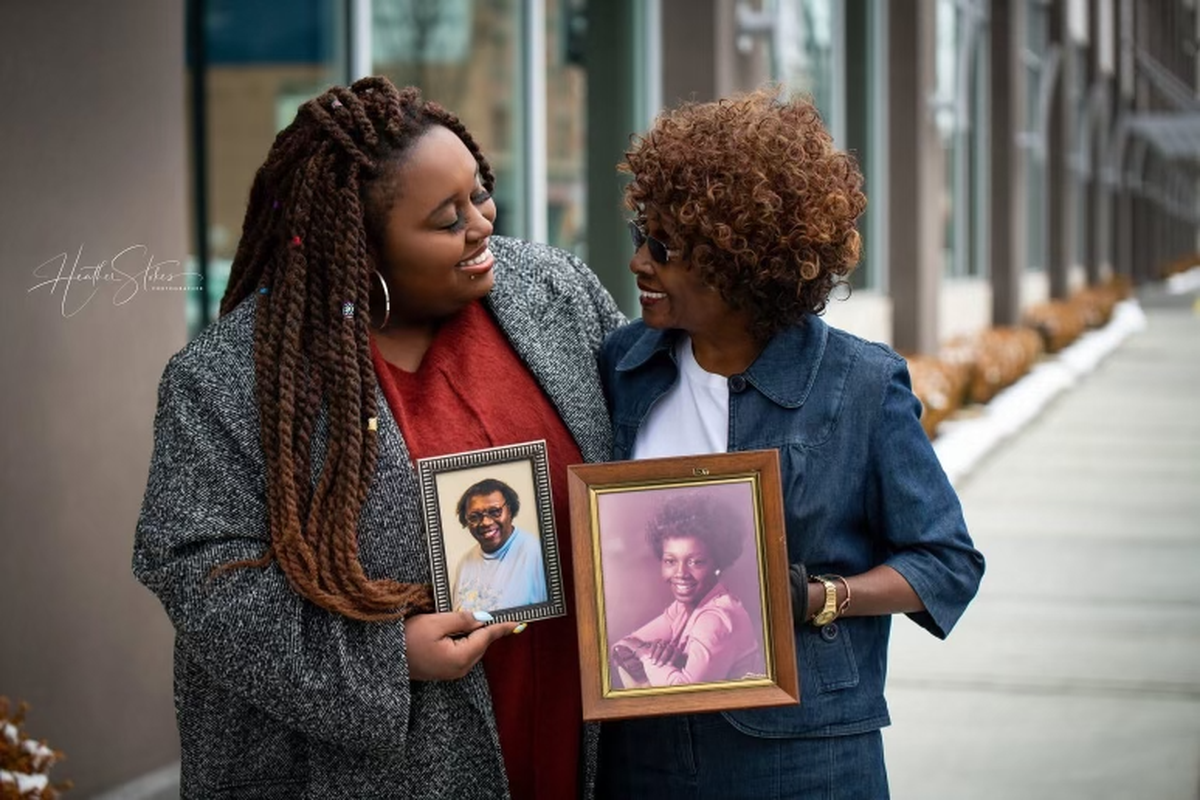 Alethea Dumas stands with the maternal generations of her family.  (Courtesy)